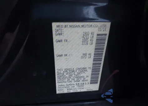 2015 Nissan Altima 2.5/2.5 S/2.5 Sl/2.5 Sv z USA, uszkodzony, nr VIN 1N4AL3AP0FN383853